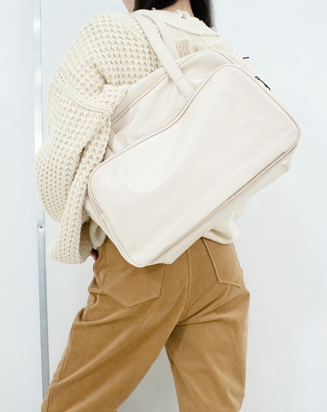 blank big leather shoulder bag (ivory)