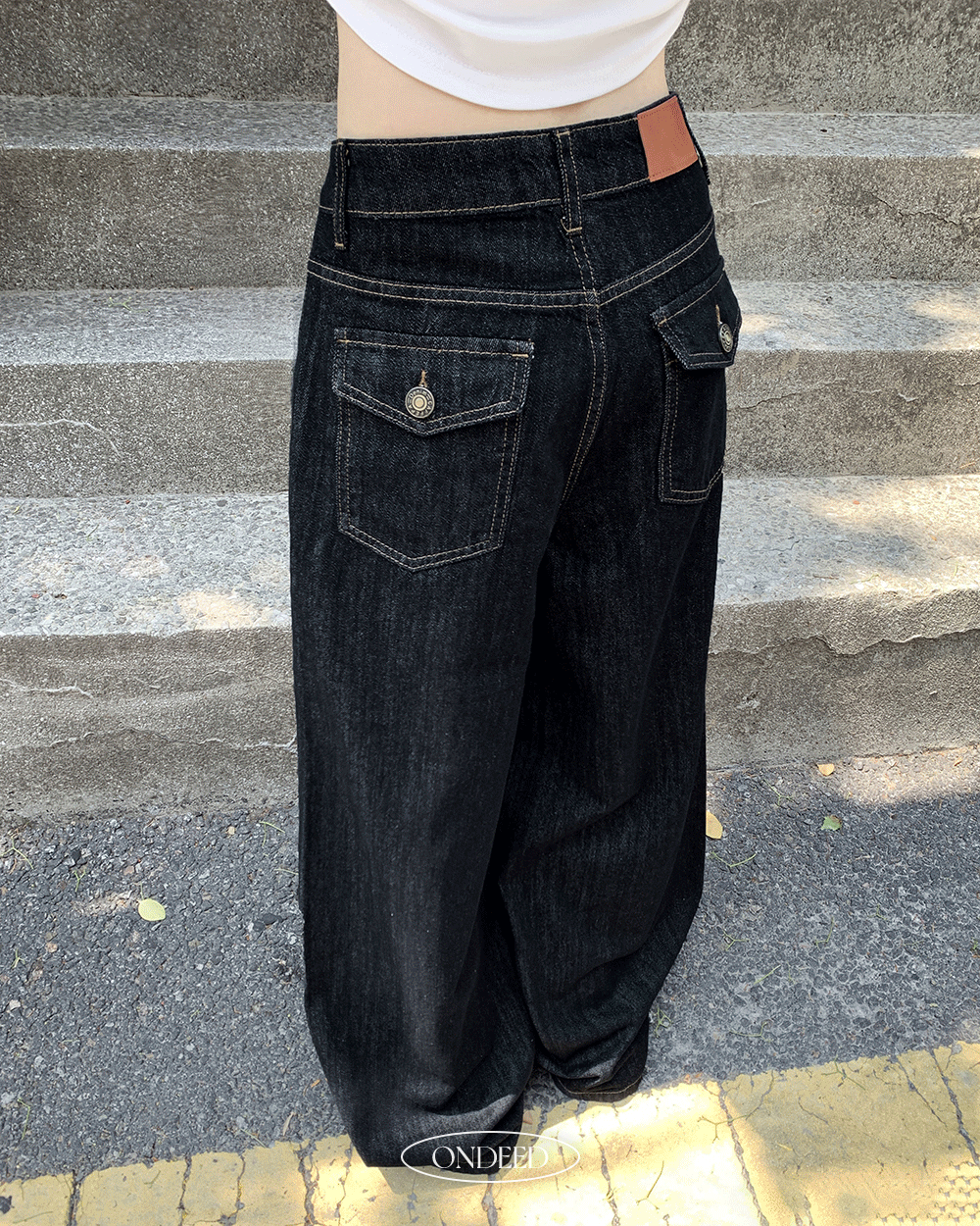 온디드 [여름생지/기장선택🧊] 투이 백포켓 생지 세미 와이드 데님 팬츠