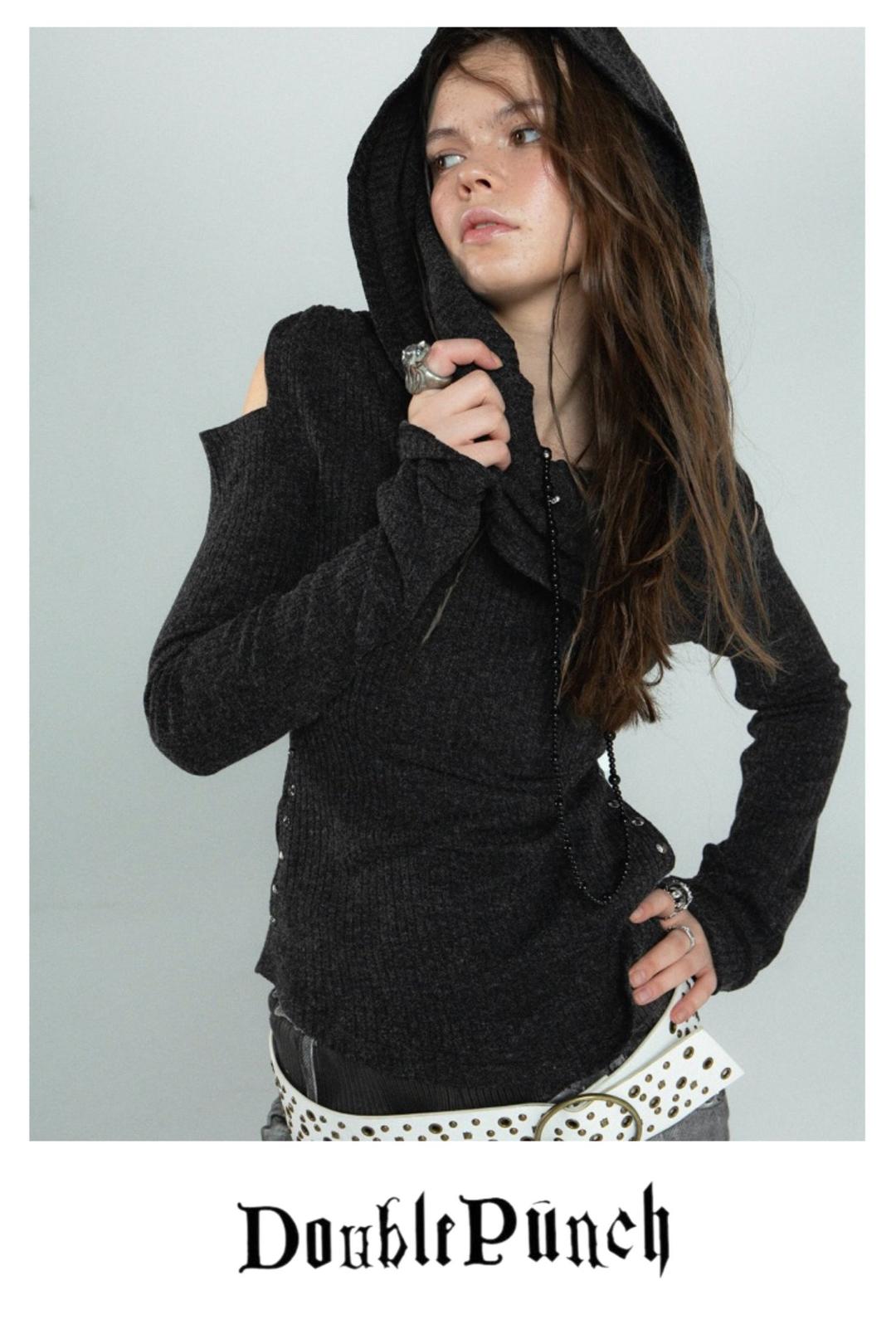 DOUBLE PUNCH 2 Ways to Wear Long Sleeves Knit Top in Black — Splash Splash