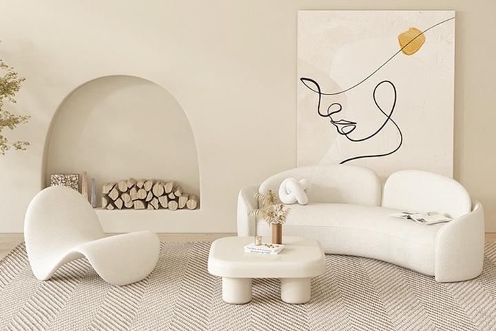 MJBS146 모던 디자인 곡선 램스울 라운드 거실 쇼파 4size 2color