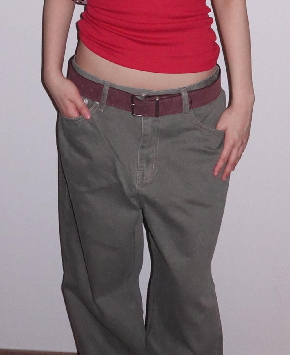 스웨이드 빅 스퀘어 벨트