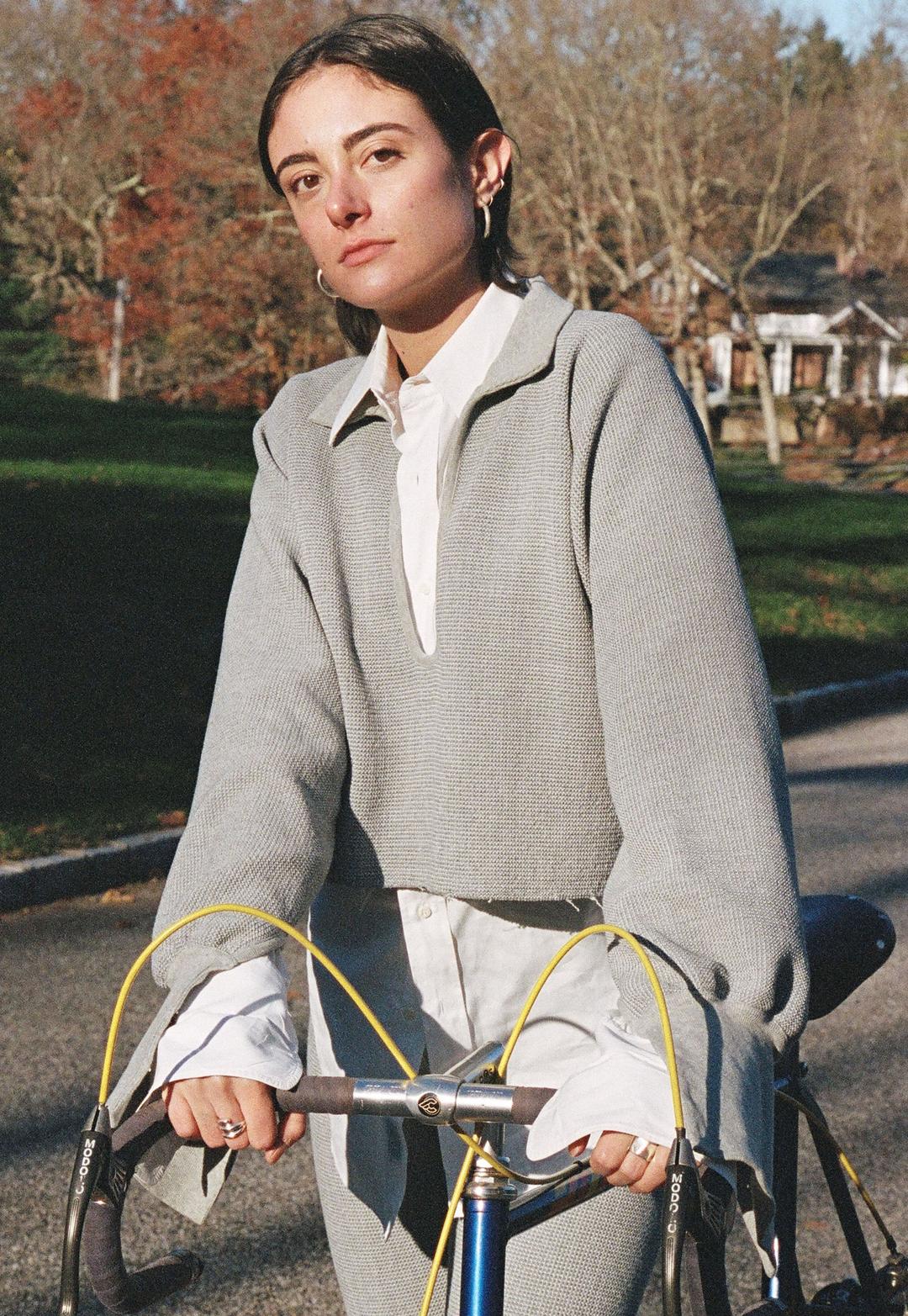 U Neck Waffle Sweater Heather Grey - S - Sold Out