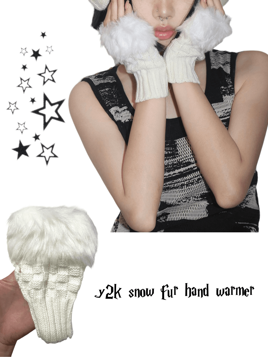 y2k snow fur hand warmer(2 color)