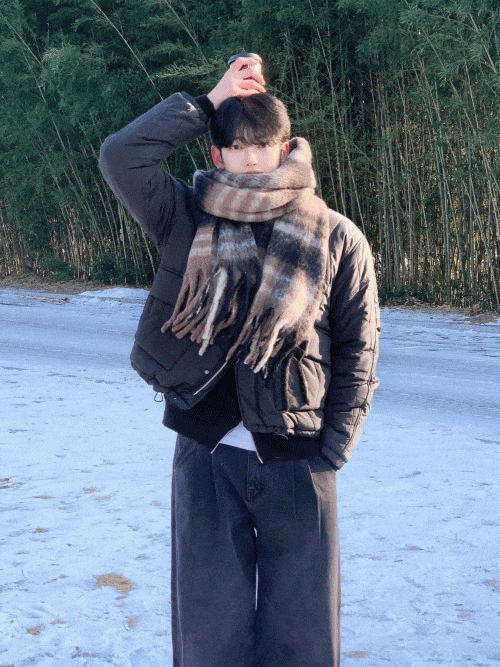 [얼리 윈터10%][5000장 돌파] 세미 크롭 카라 스트링 누빔 패딩