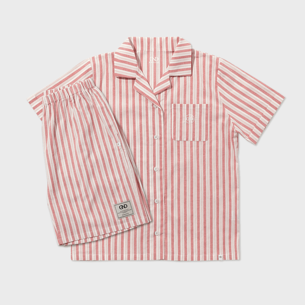 여성 핑크 스트라이프 파자마 세트