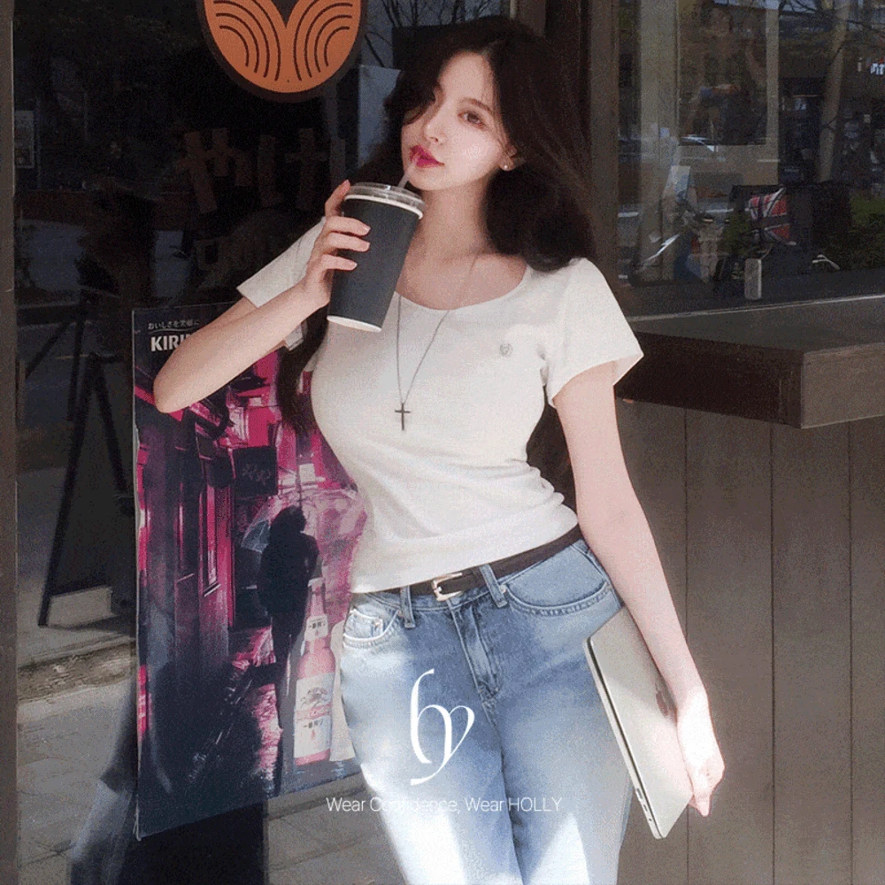 (2size)[팔뚝삭제/왕말라핏!] made 돌체 유넥 실켓 쫀득 반팔티