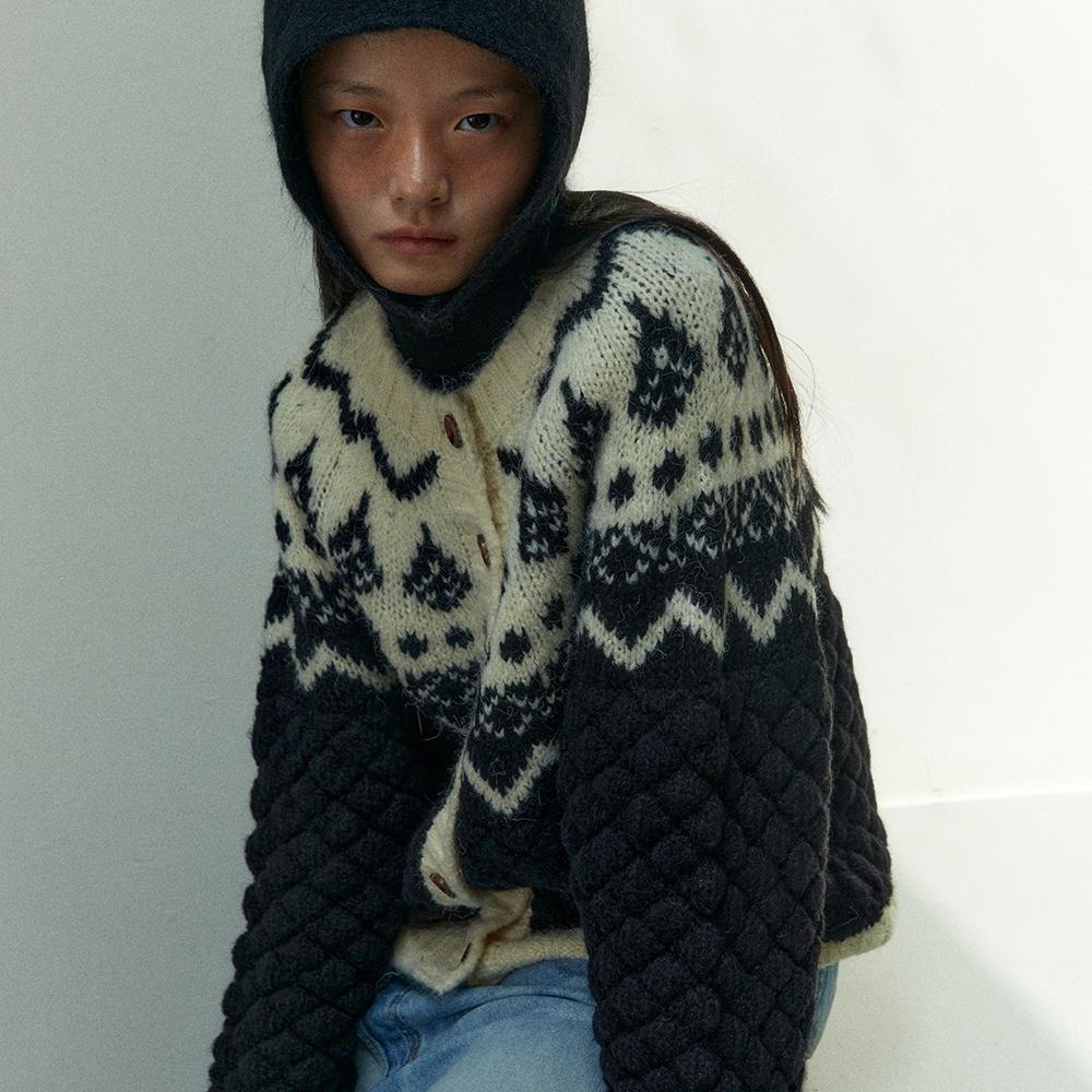 Waffle Nordic Cardigan (Black)