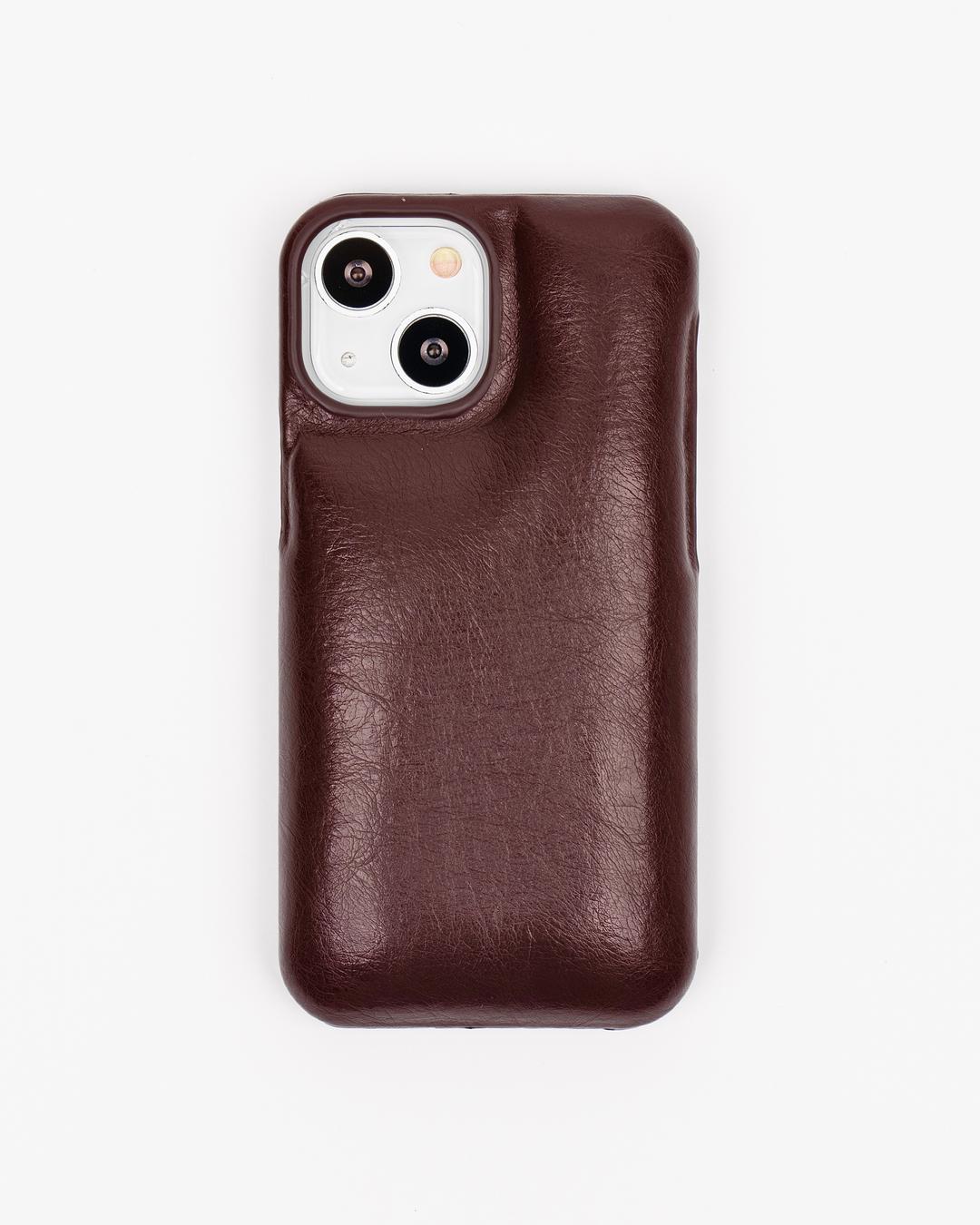 Glossy leather cushion case (burgundy)