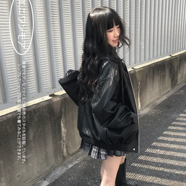 [간절기/퀄리티🖤] 밀런 오버핏 레더 블루종 가죽자켓