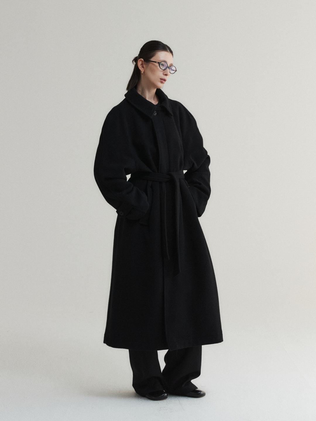Hidden Wool Coat, Black