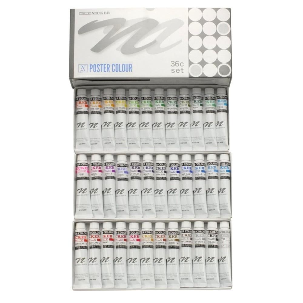 NICKER 니카 포스터 컬러 36색 세트 포스터 물감 20ml