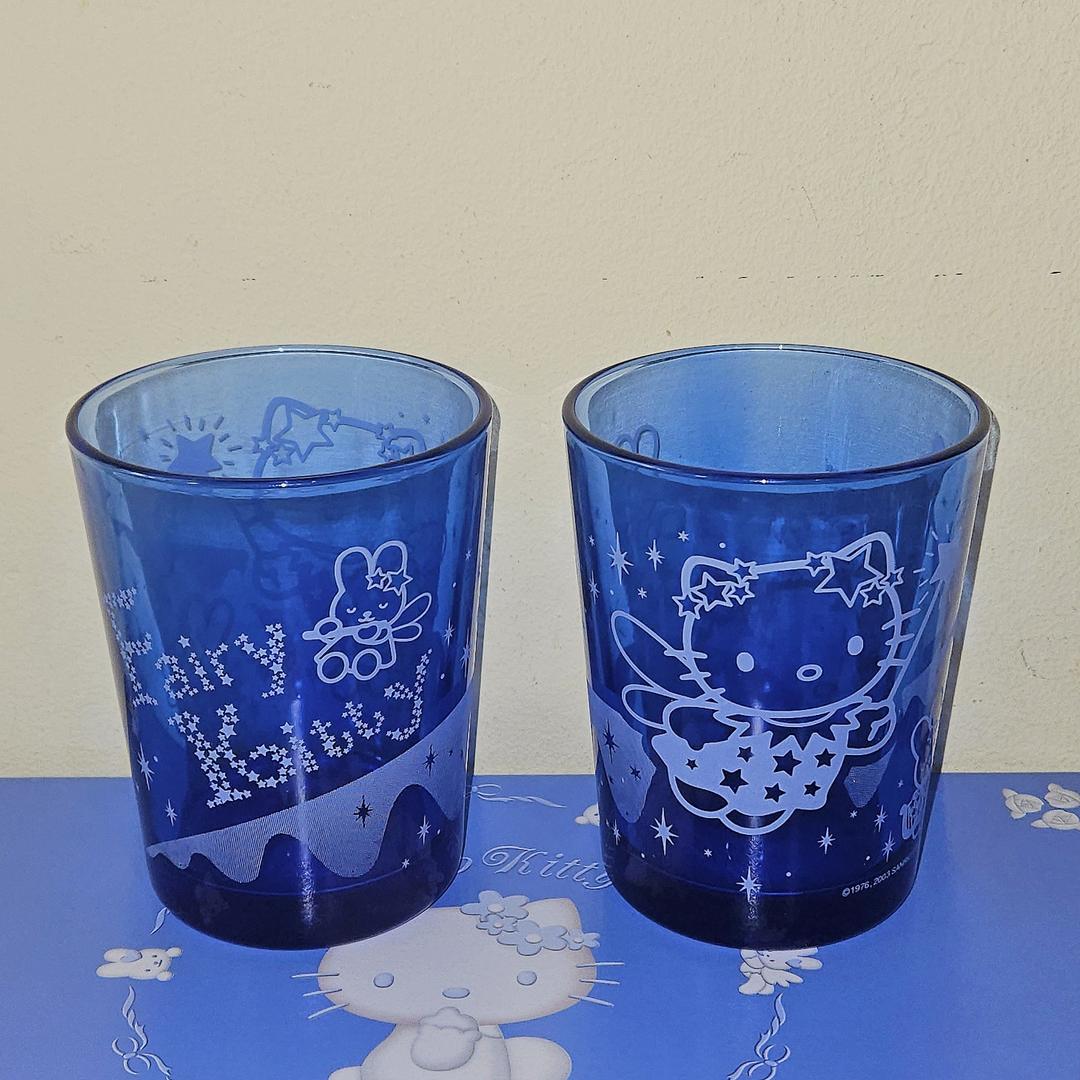 일본 산리오 헬로키티 블루 별 글라스