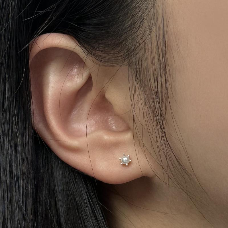 925 Classic prong pearl piercing (single)