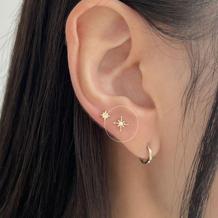 14k wish cubic star piercing