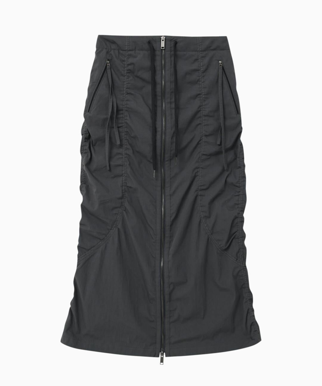[W] LAYEREZ BELT ZIPPER LONG SKIRT - CHACOAL