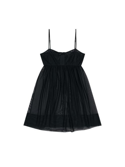RIBBON MINI MESH DRESS [BLACK]
