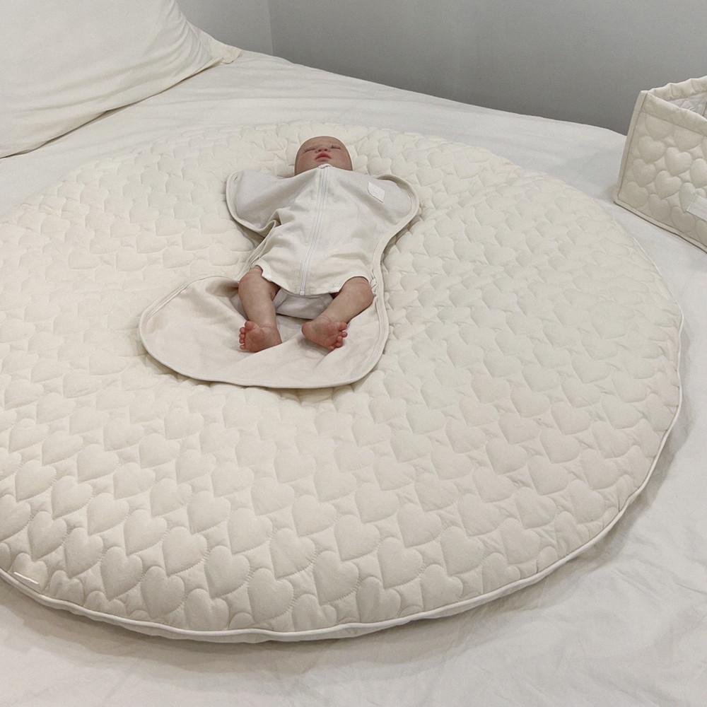 아비앙또마체리 하트누빔 양면 아기 원형러그 놀이매트