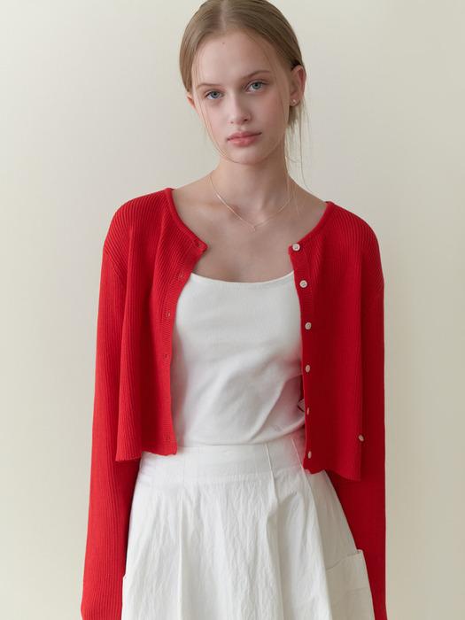 Snoozy round cardigan (red)