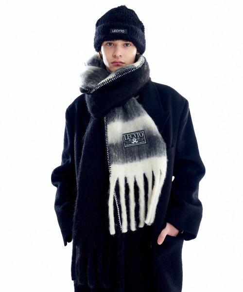 Smock Stripe Mix Wool Hairy Muffle_[Black]