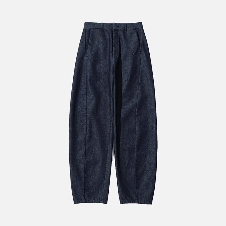 Curved Wide Denim Pants_Indigo