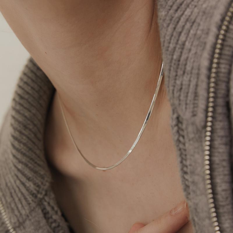 [실버 1/16일 예약배송] (실버925) 모던 플랫 스네이크 체인 목걸이 NZ2158