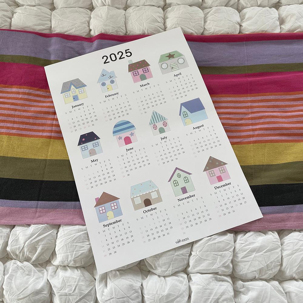 위시룸 2025년 감성 벽 달력 연력 인테리어 한장 포스터 (my wish house)