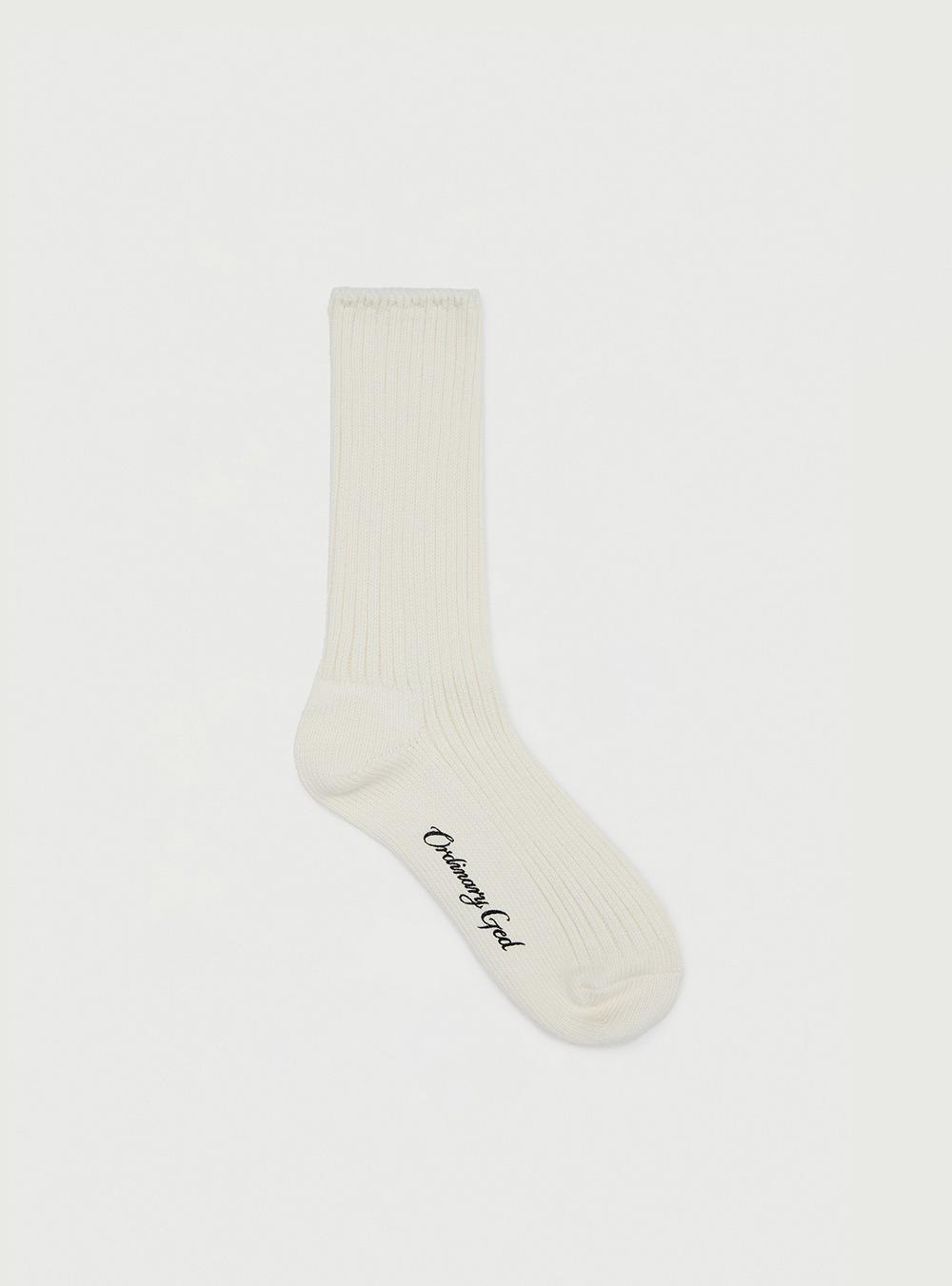 RIBBED COTTON SOCKS - IVORY