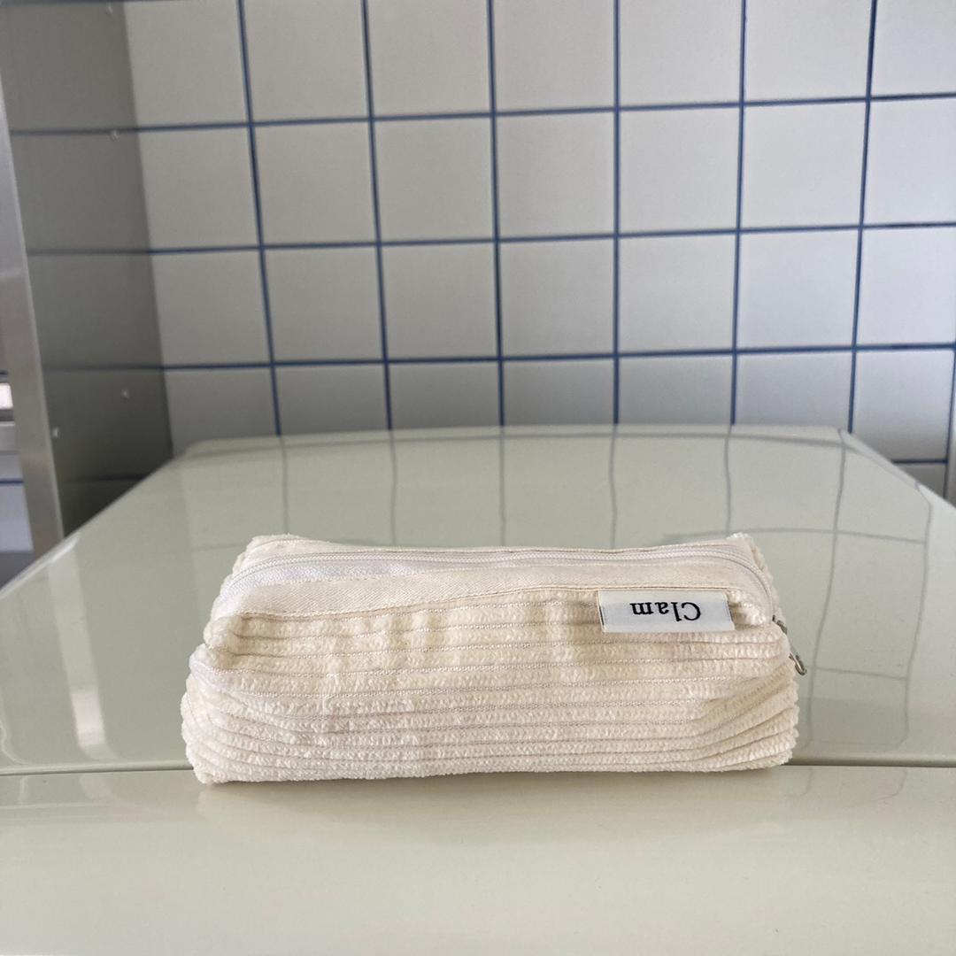 [Sold out] Clam round pencilcase _ Snow Corduroy