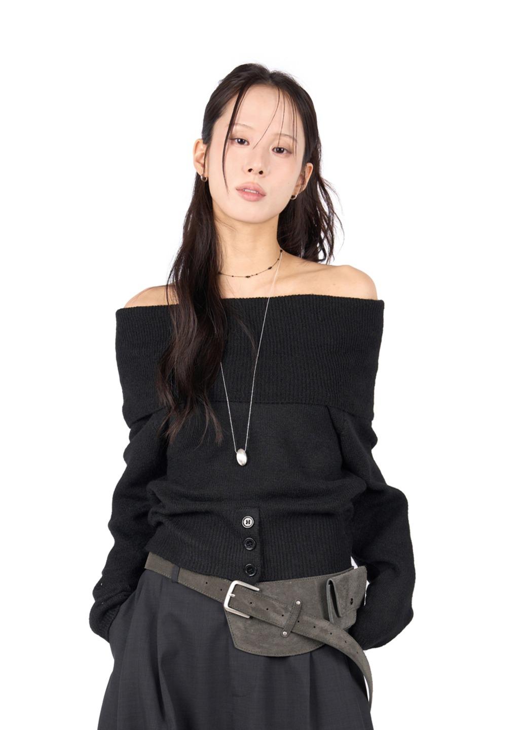 릿킴 FOLD BUTTON KNIT