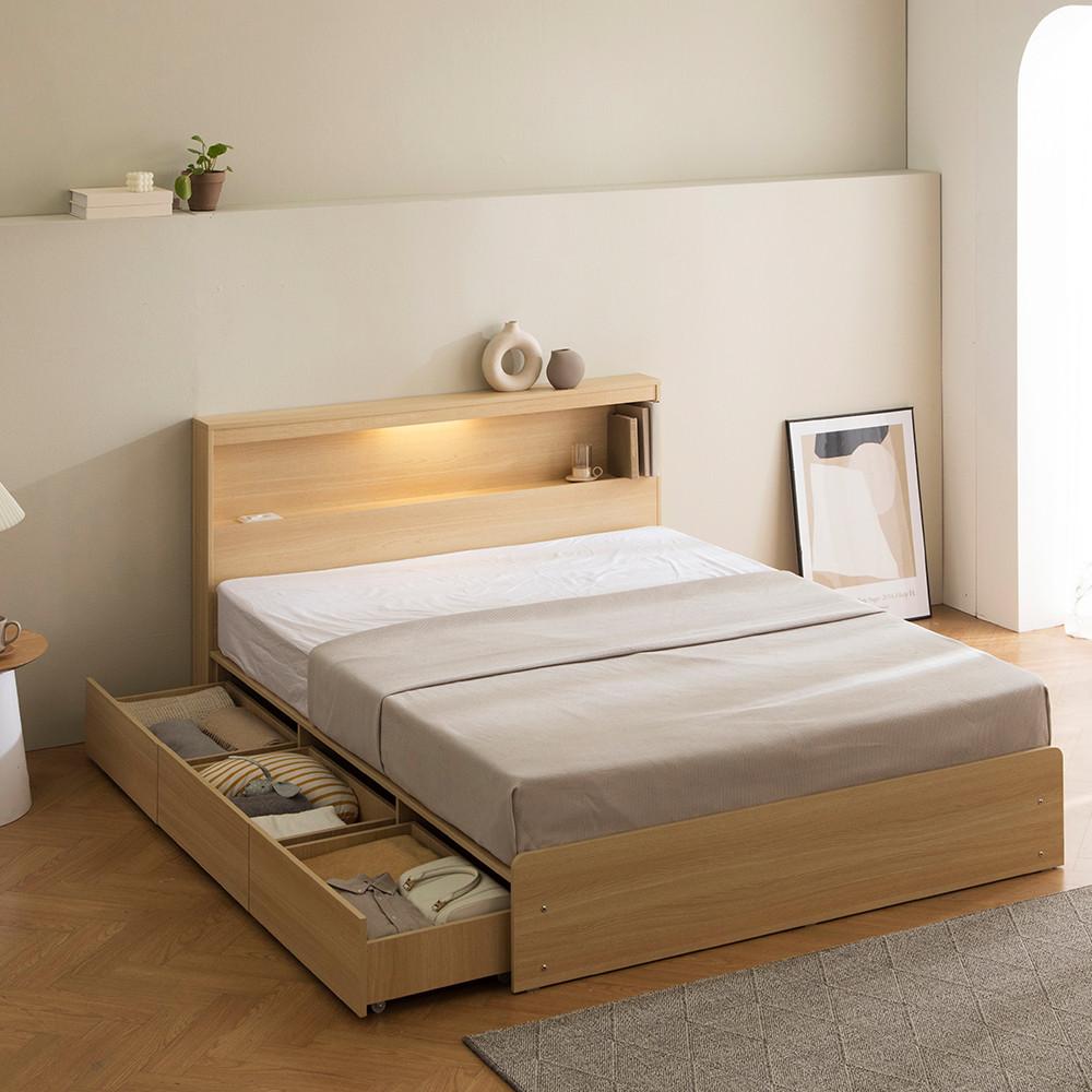 리샘 헤이나 LED 통수납침대 SS/Q