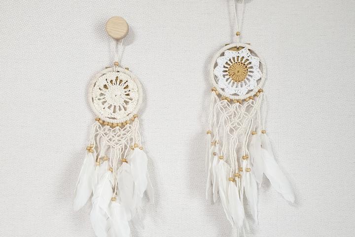 마크라메 미니 드림캐쳐 9cm 4type 에스닉 감성캠핑 인디언부적 문 벽 방꾸미기 소품