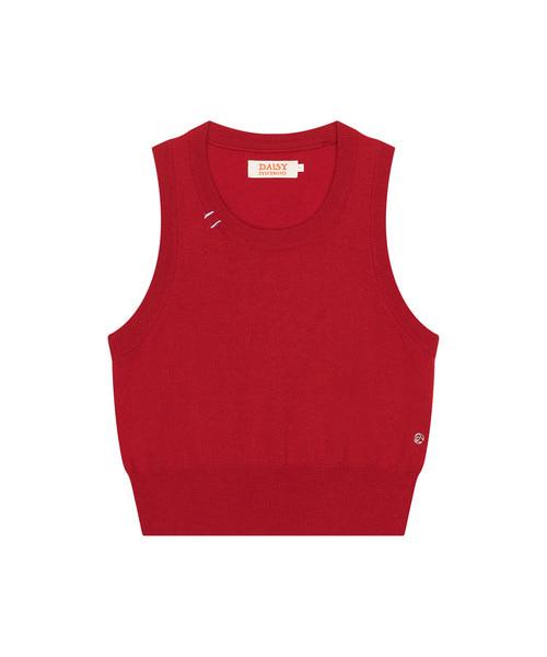 DAISY NEEDLE POINT KNIT VEST red