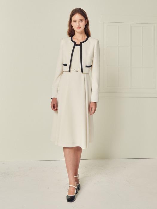 배색 플레어 원피스 +재킷 세트 GS2A0OP141