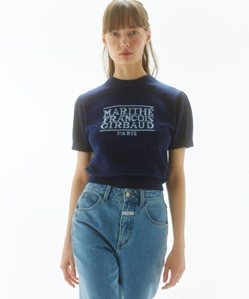 W CLASSIC LOGO HALF KNIT navy