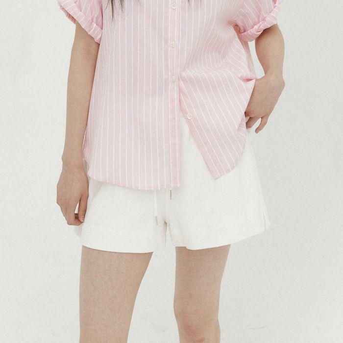 soft banded shorts-ivory