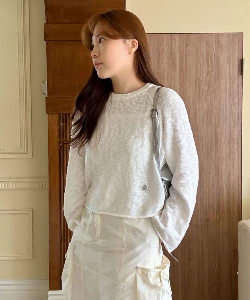 시어 레글런 루즈핏 니트_WHITE