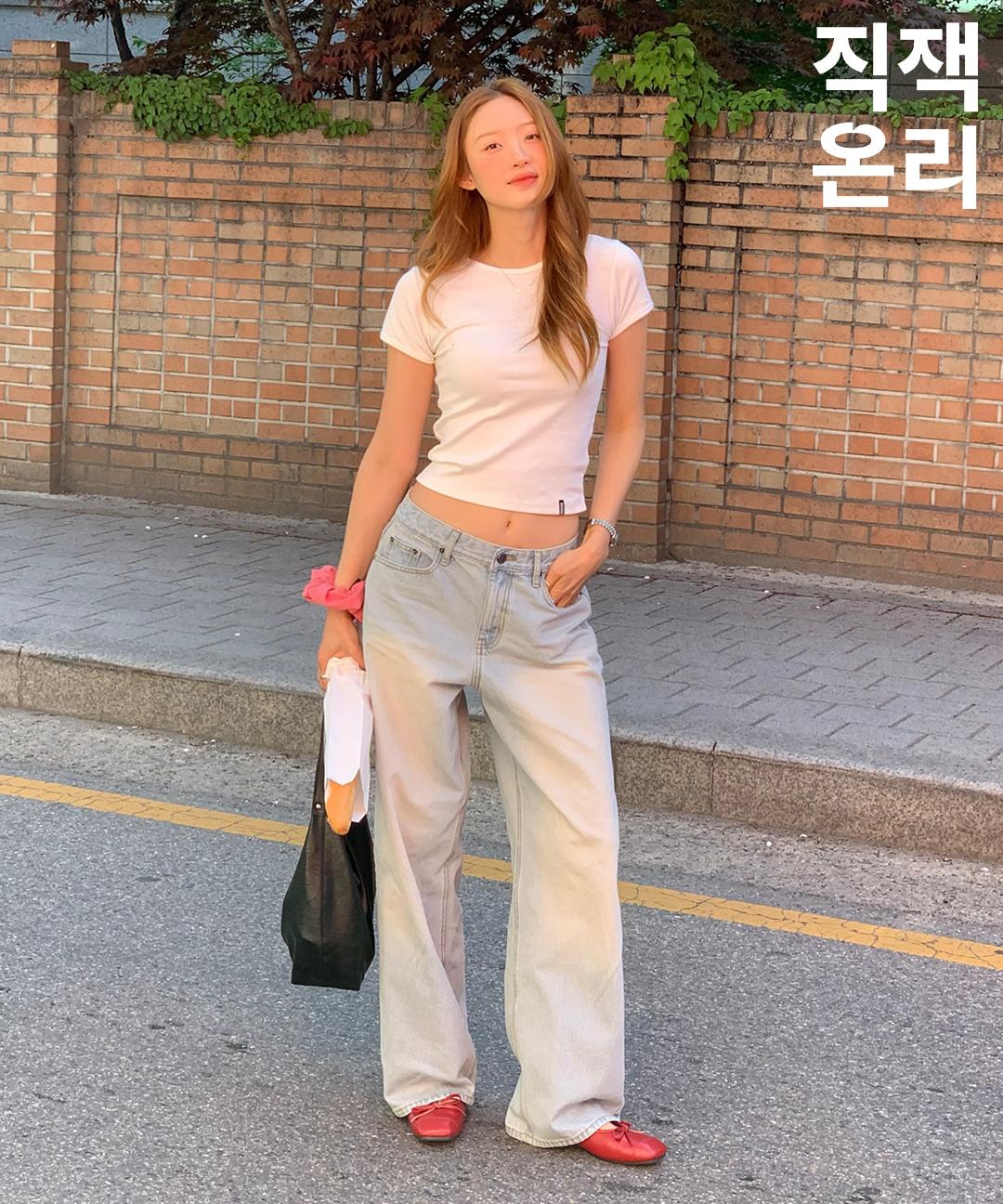 밀리언코르 [직잭단독] 9701 시드니 연청 빈티지 워싱 와이드 데님팬츠