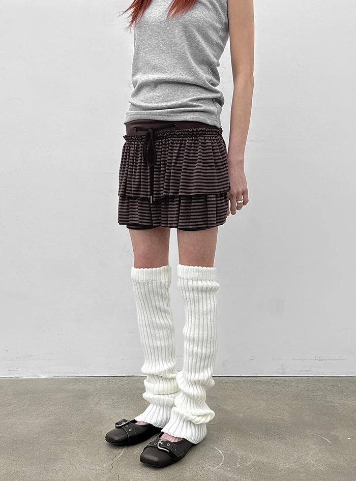 블랙업 [💚봄신상] 콤미 스트라이프 캉캉 미니 스커트팬츠
