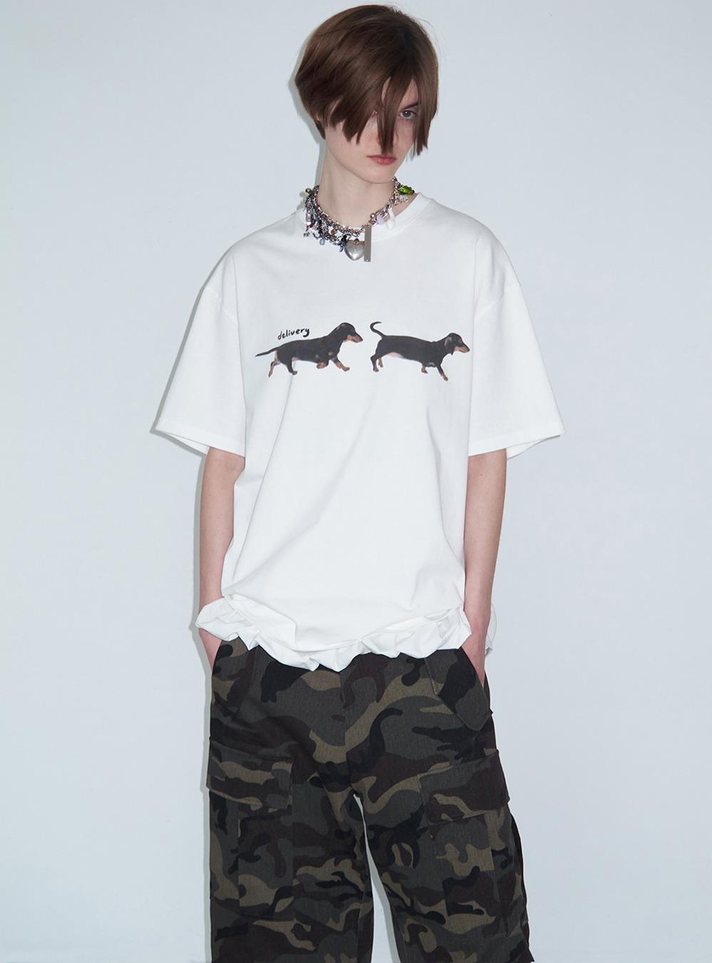 Dachshund Puppy Print Loose T-Shirt