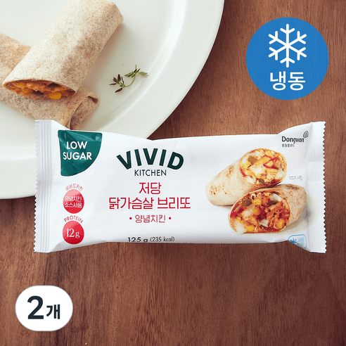 비비드키친 저당 닭가슴살 브리또 양념치킨 (냉동), 125g, 2개 - 브리또 | 쿠팡