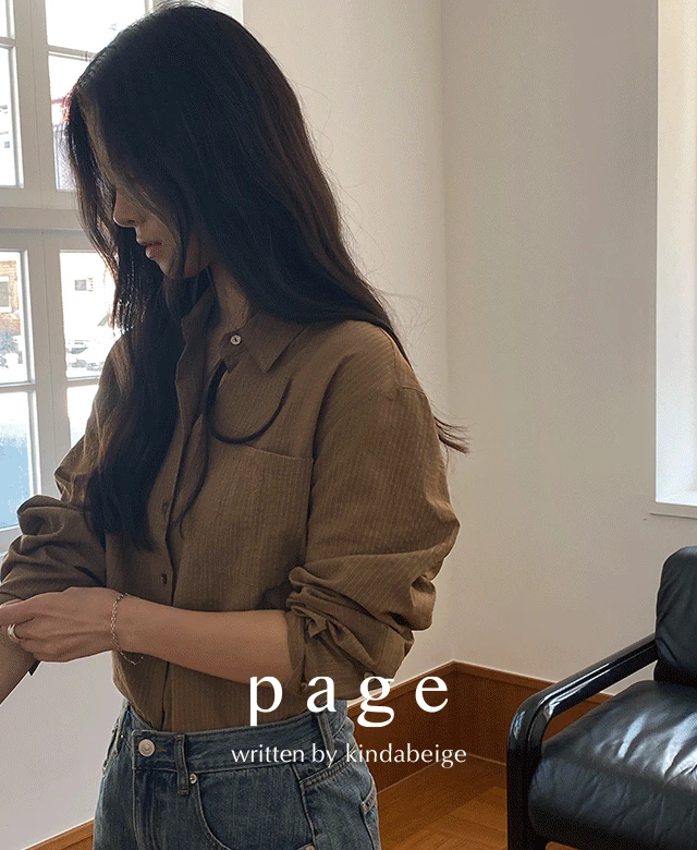 (*오늘출발!) [page] 데셍 카멜 스트라이프 셔츠