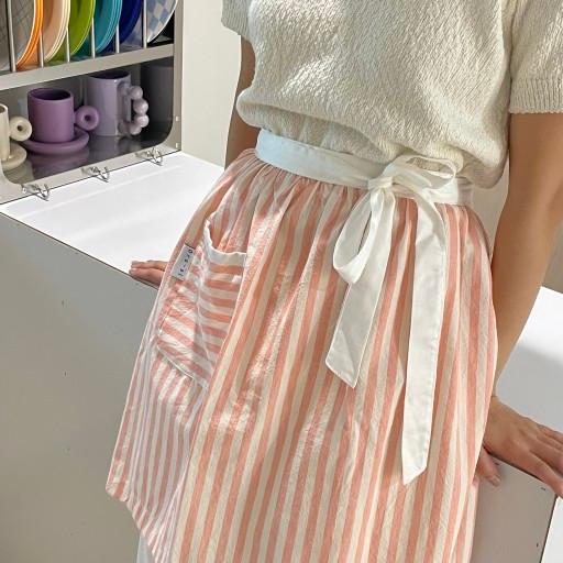 핑크 스트라이프 허리 앞치마 / 자체제작 에이프런