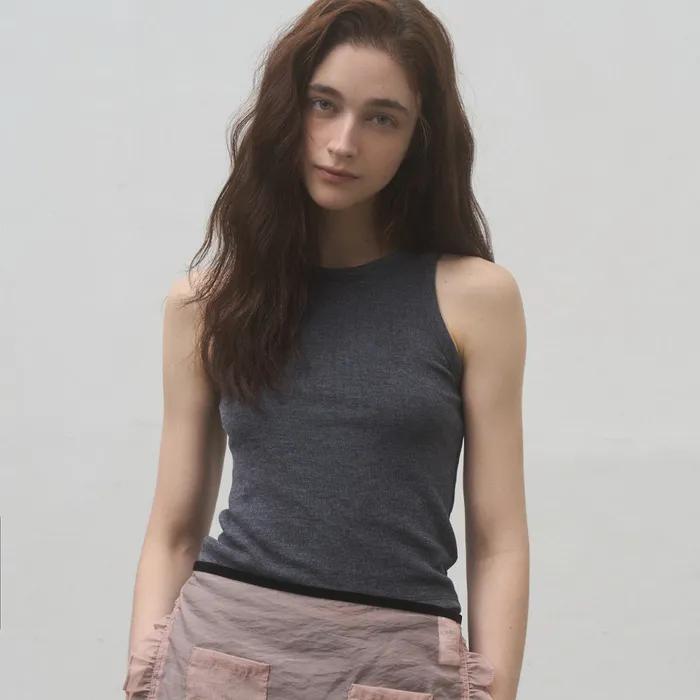 Brush halter sleeveless (charcoal)