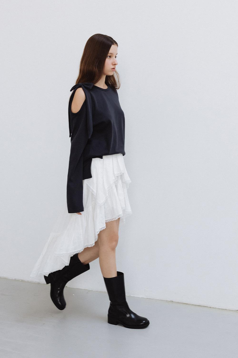 [Exclusive] [PRE-ORDER] PLEATS SHIRRING RUFFLE LACE SKIRT_TT5W501IV