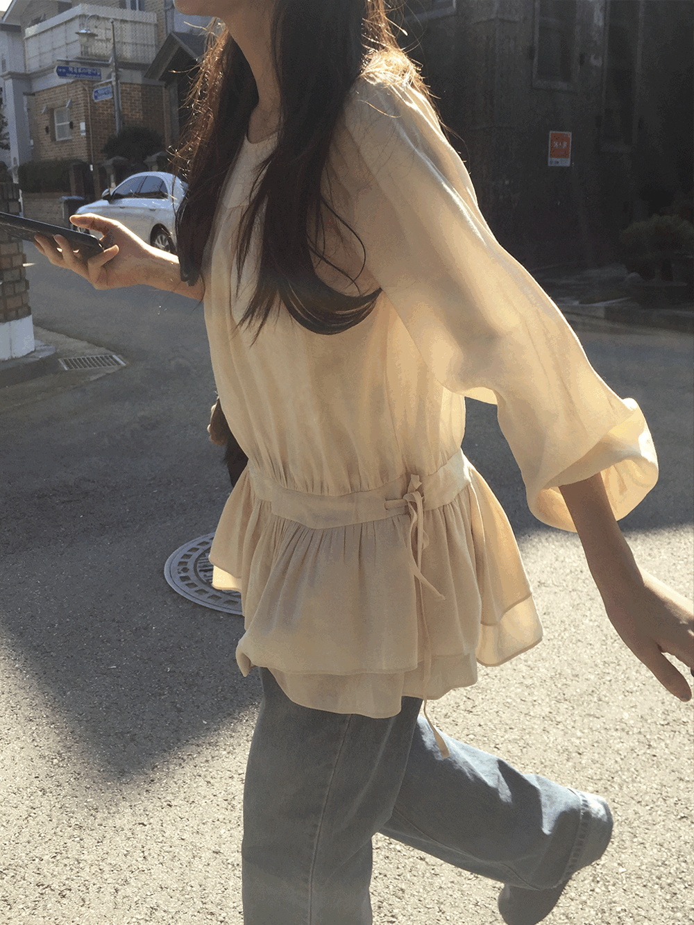 하우유 디브 쉬폰 프릴 스트링 원피스 (2c)