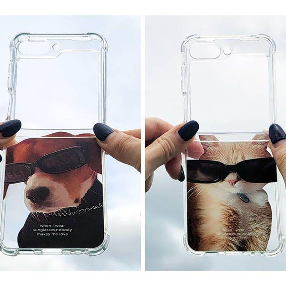 폰세상 동물 투명 플립4 케이스