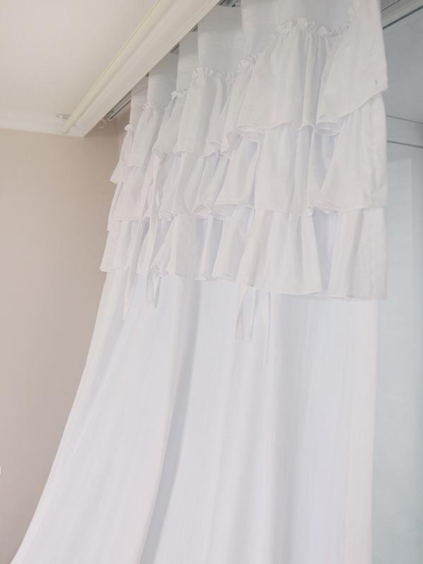 워싱광목 3단프릴 스노우커튼