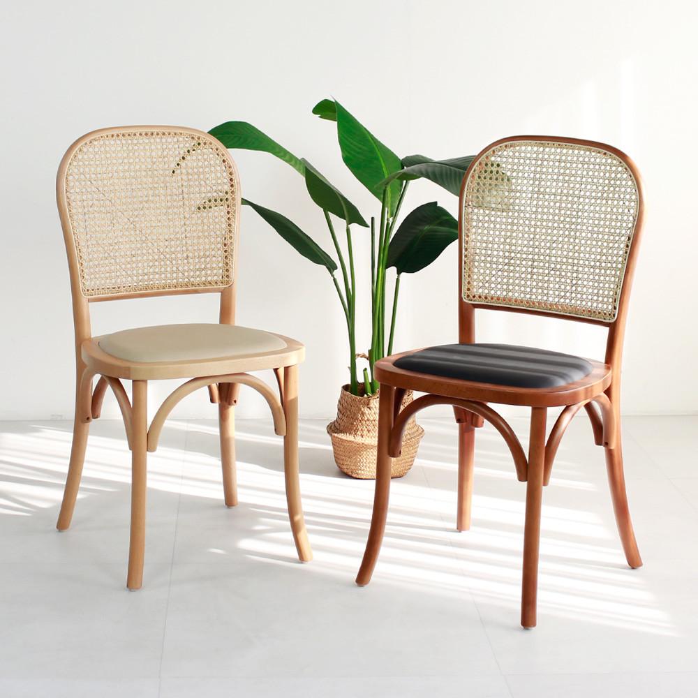 C2481 곡목 라탄 쿠션 방석 가죽 체어 거실 카페 홈 인테리어 디자인 의자 감성 가구