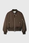High Density Viscose Rivet Bomber Jacket_ Brown