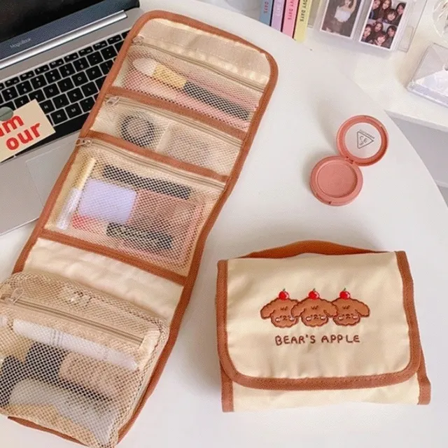 (1000장돌파/재입고!!)메이크업 파우치 곰돌이 접이식 여행용 방수 다용도 수납파우치 화장품가방 속옷파우치